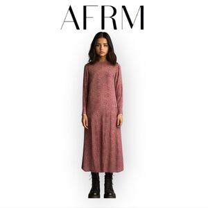AFRM Semi-Sheer Mesh Maxidress Burgundy Fuchsia Floral Long-Sleeve Size L